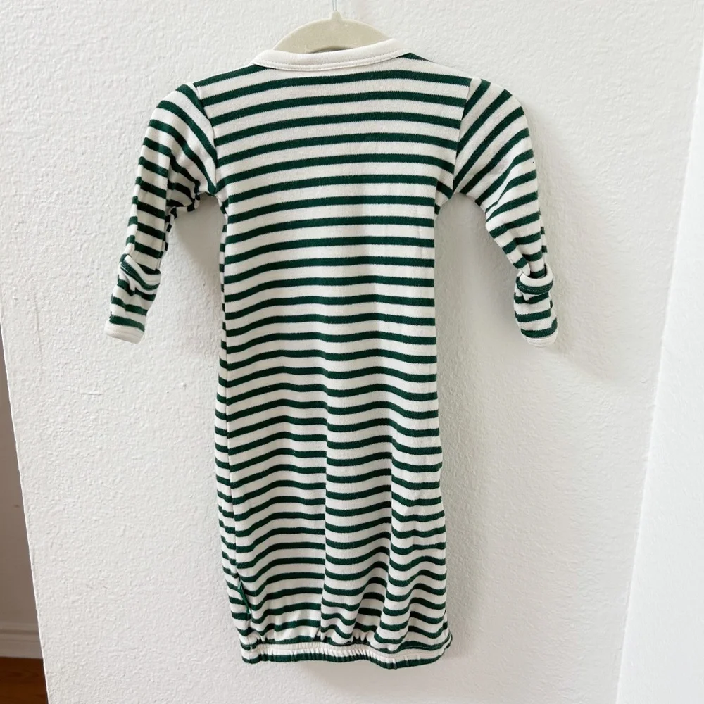 PARADE Organics hunter green striped Kimono Snap Infant Sleepsack Gown 0-3 month - Picture 5 of 10